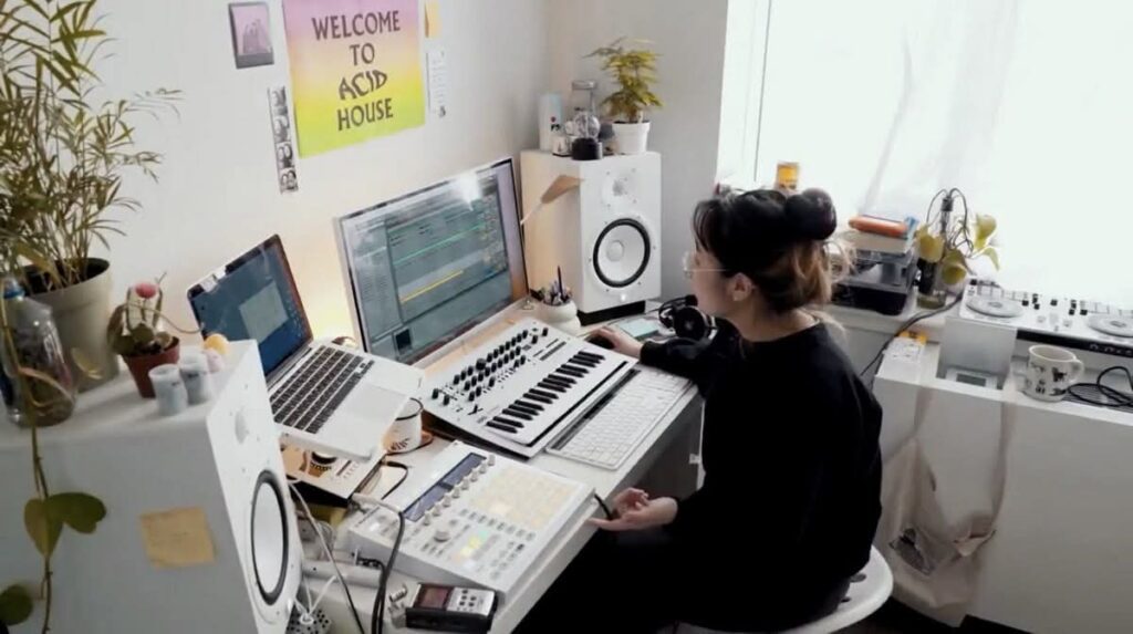 Wabi-Sabi Recording Studio Corner aesthetic for a home music studio setup