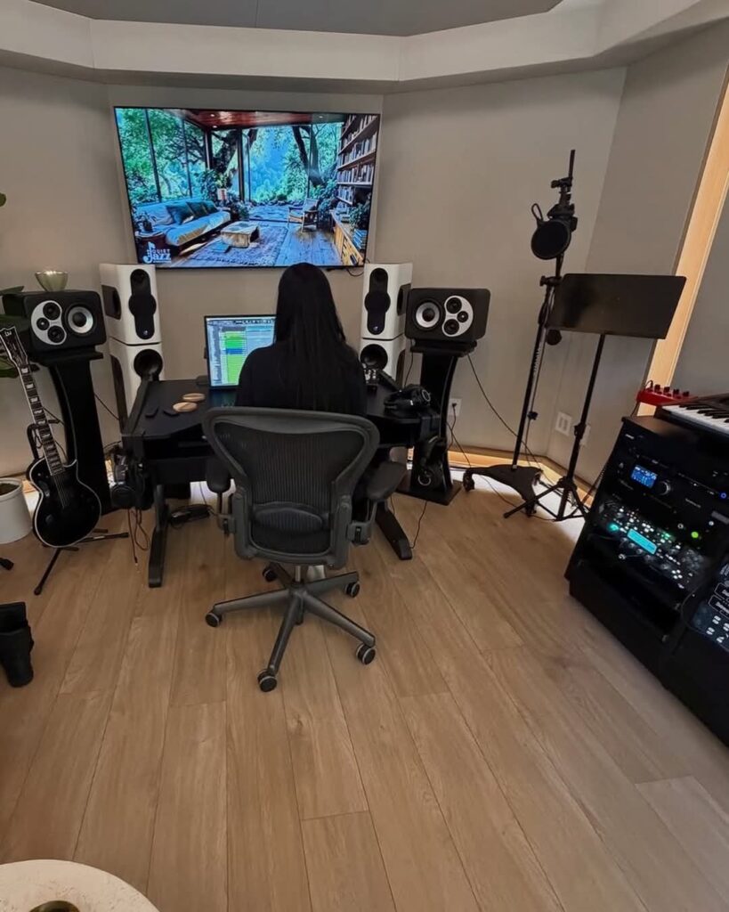 Wabi-Sabi Home Recording Studio for Small Rooms aesthetic for a home music studio setup