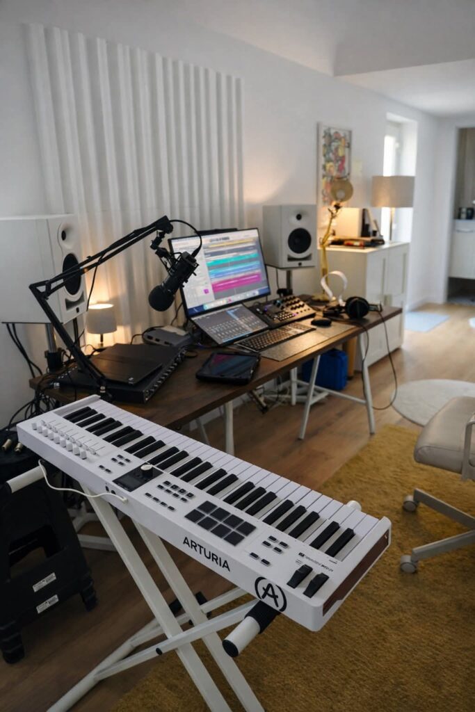 Wabi-Sabi Recording Space for Songwriters aesthetic for a home music studio setup