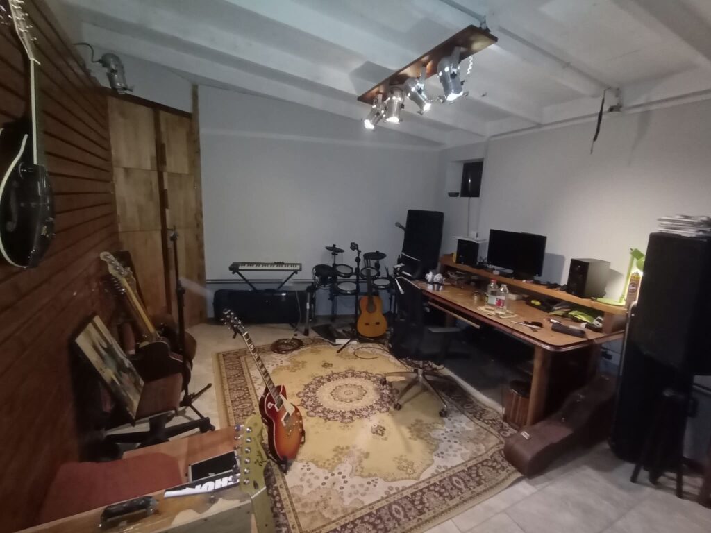 Unpolished Wabi-Sabi Music Studio Design aesthetic for a home music studio setup