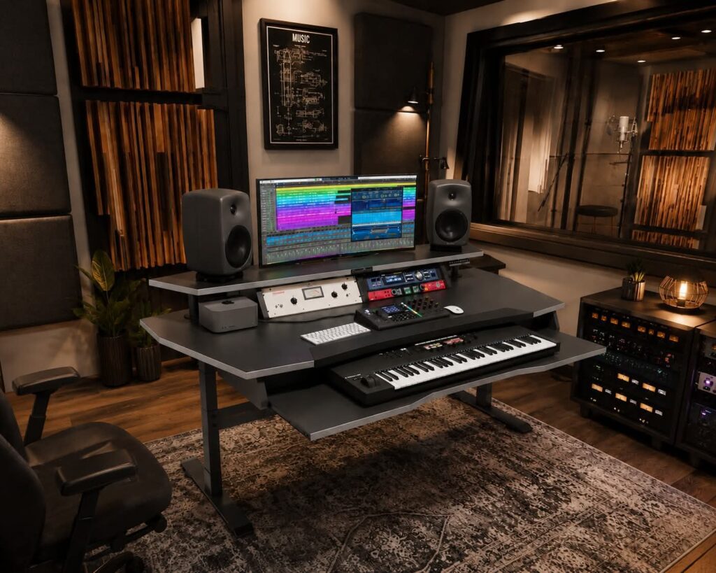 Humble Wabi-Sabi Recording Space Ideas aesthetic for a home music studio setup
