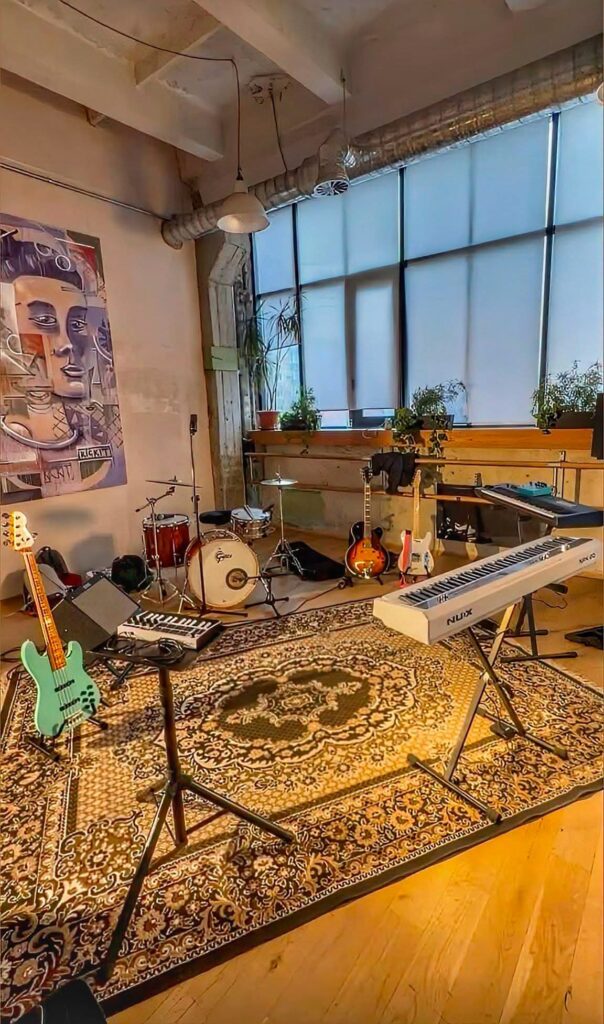 Wabi-Sabi Recording Studio for Introverted Artists aesthetic for a home music studio setup