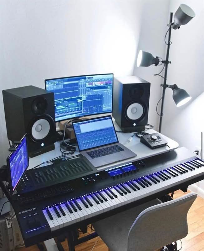 Tight Space Closet Studio Design aesthetic for a home music studio setup