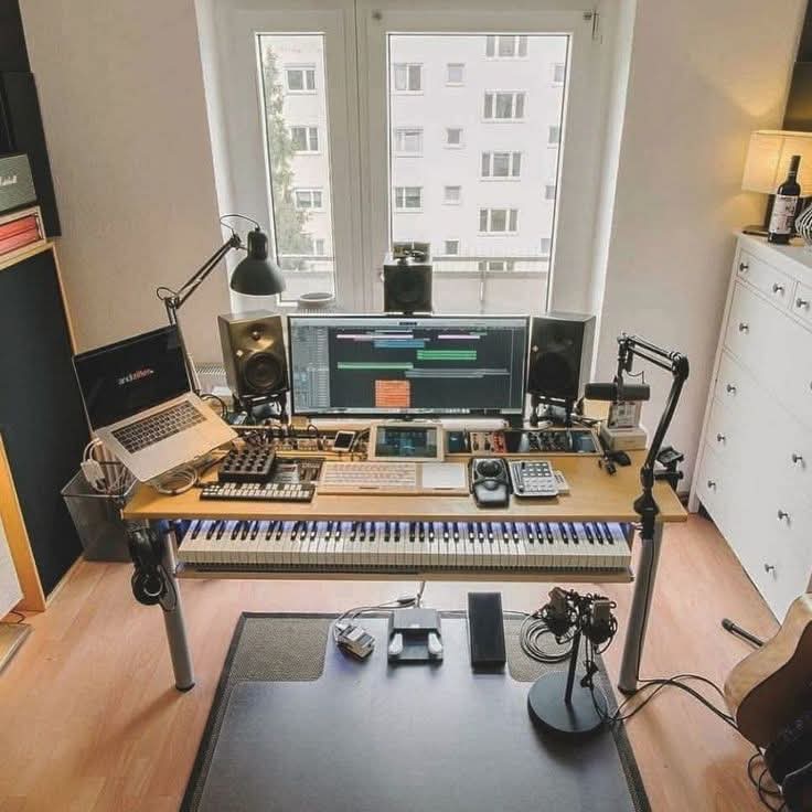 Cottagecore Home Music Studio Setup aesthetic for a home music studio setup