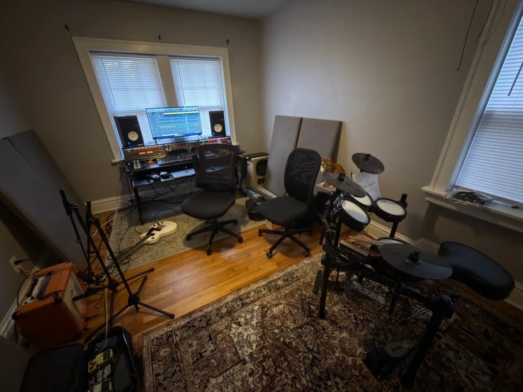 Vintage Desk Cottagecore Music Studio aesthetic for a home music studio setup