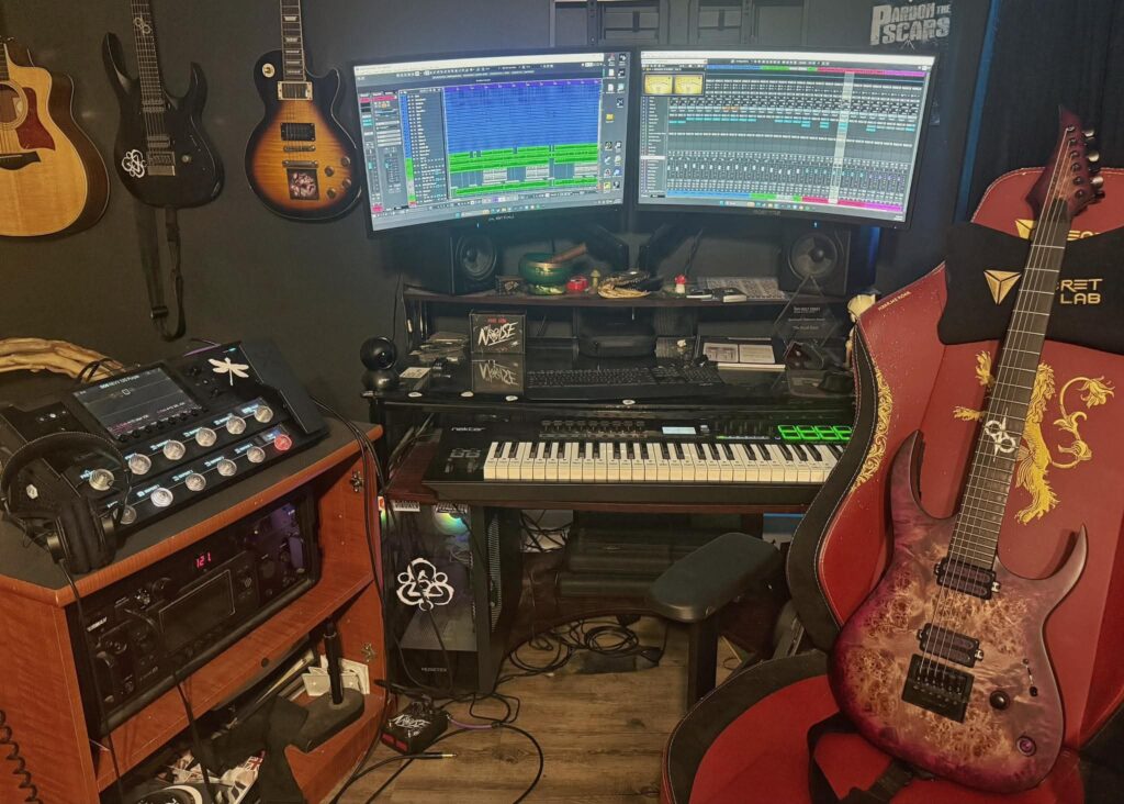 Sunlit Cottagecore Audio Workspace aesthetic for a home music studio setup