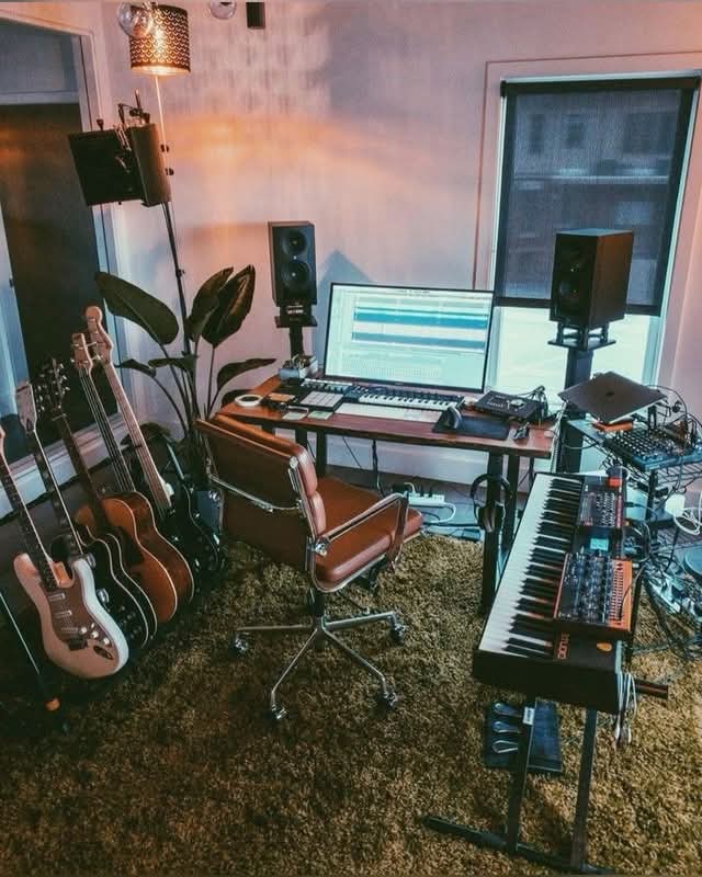 Cozy Cottagecore Music Production Space aesthetic for a home music studio setup