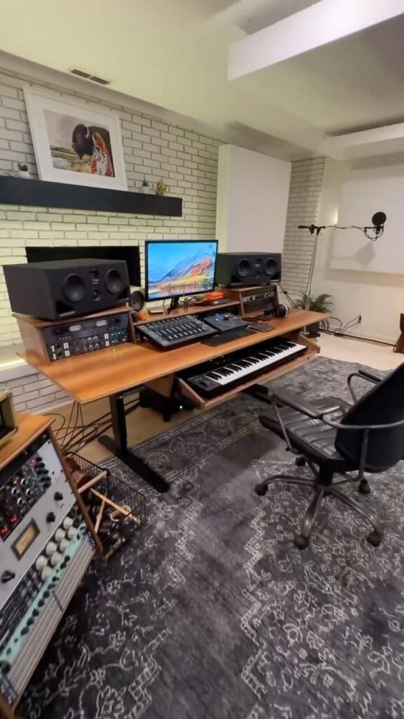 Retro maximalist home studio design