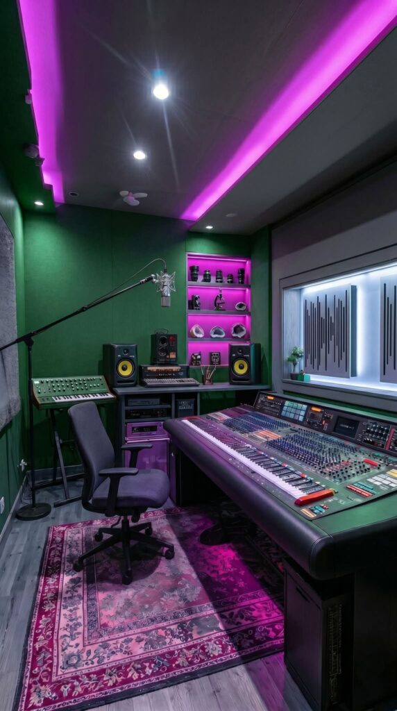 Ambient maximalist music studio design