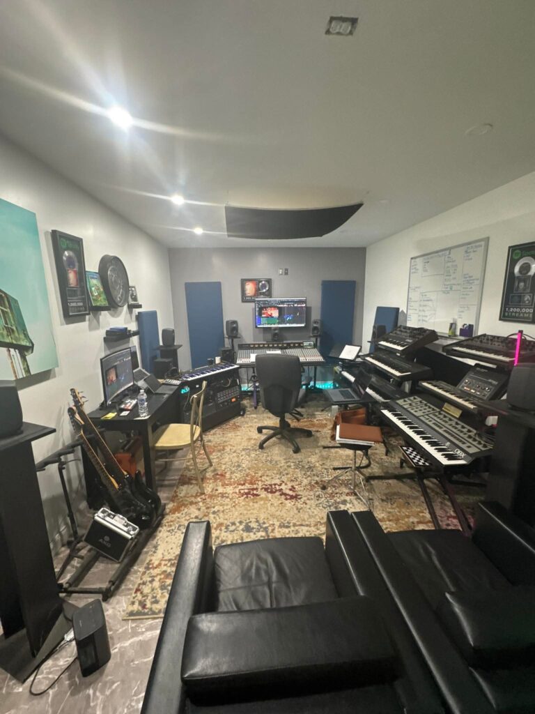 Pop art maximalist recording studio