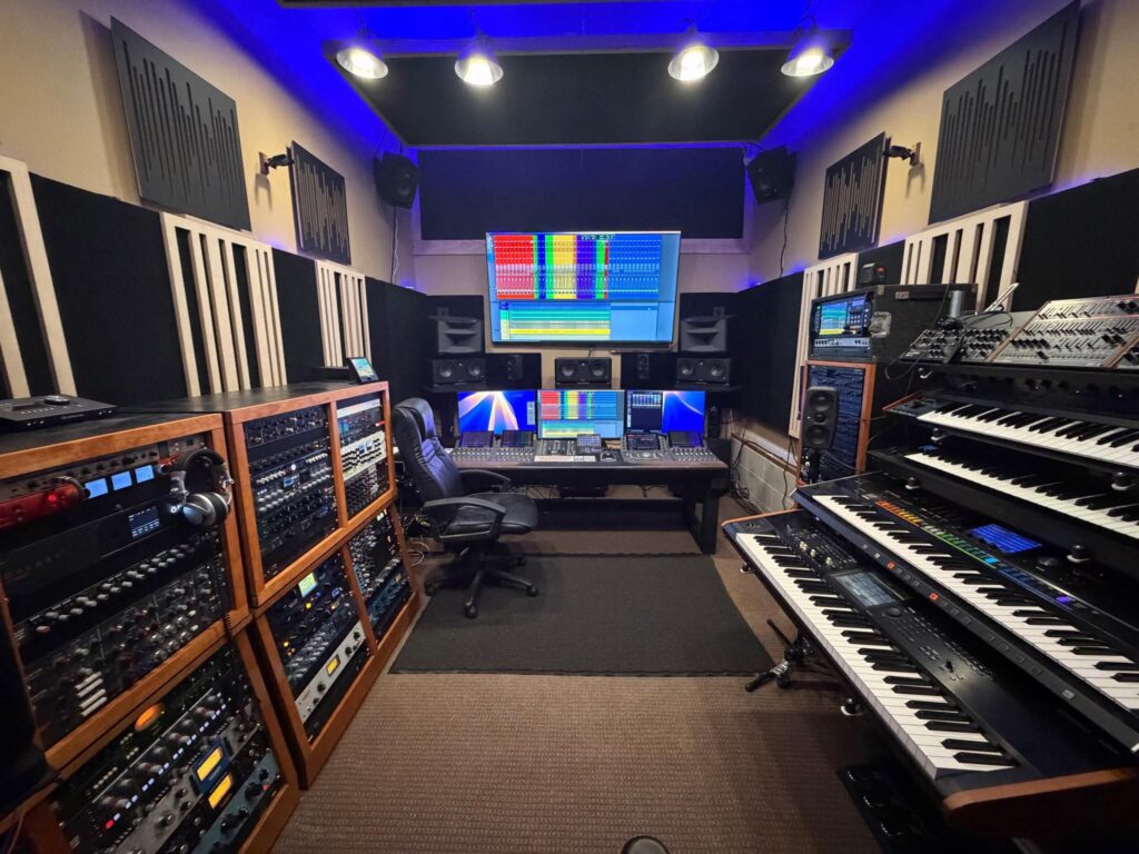 Rainbow maximalist music production studio