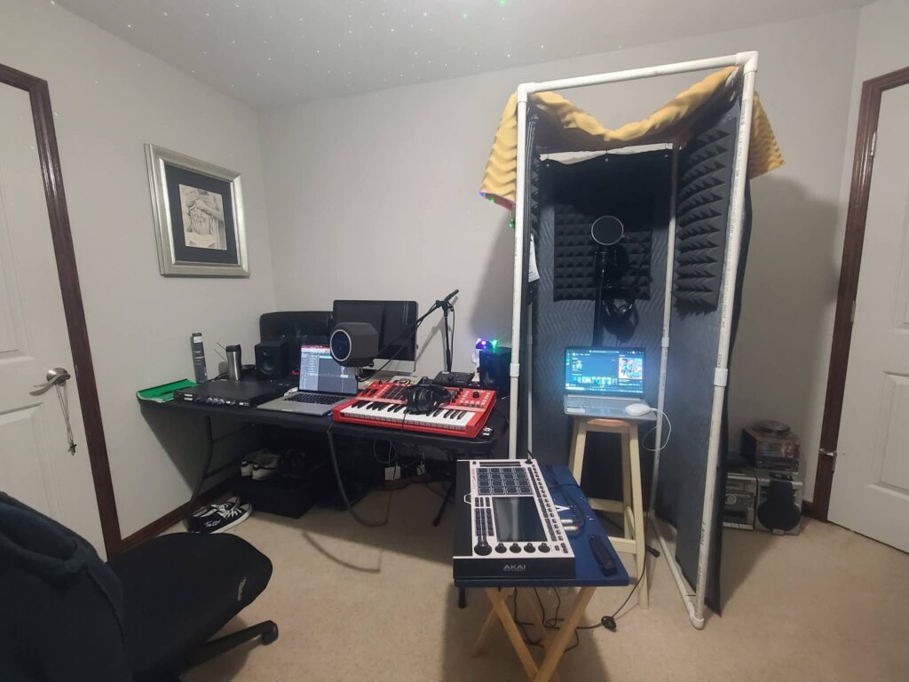 Minimalist Rental Music Studio Design aesthetic for a home music studio setup
