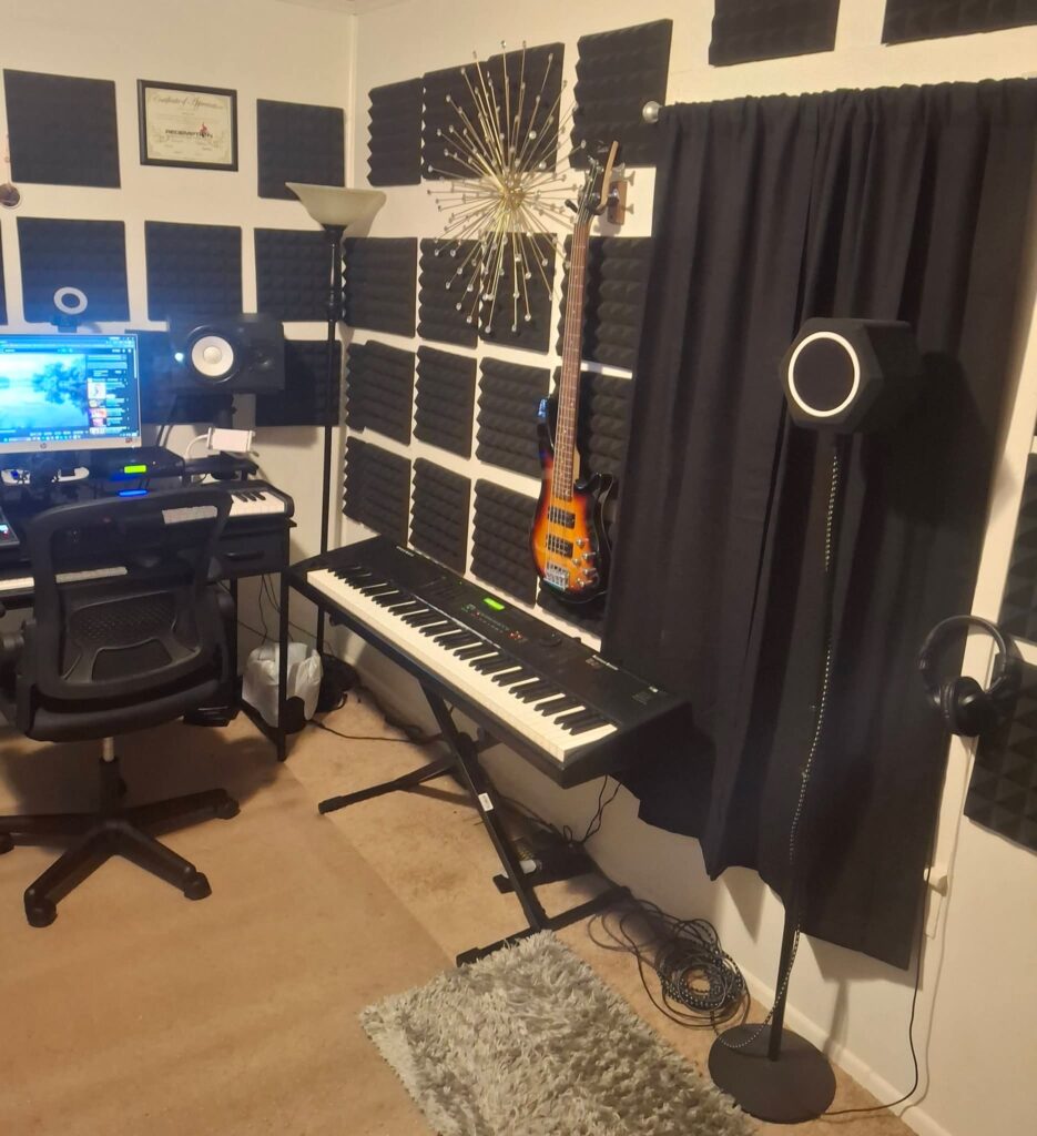 Damage-Free Home Music Studio Layout aesthetic for a home music studio setup