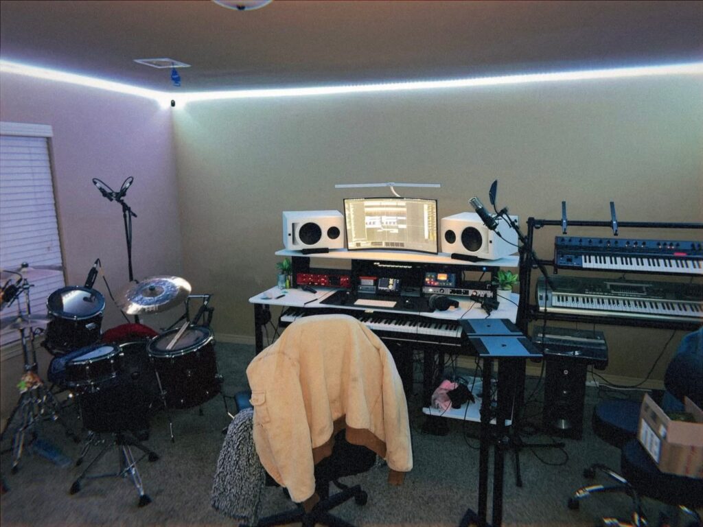 Lease-Approved Audio Mixing Station aesthetic for a home music studio setup