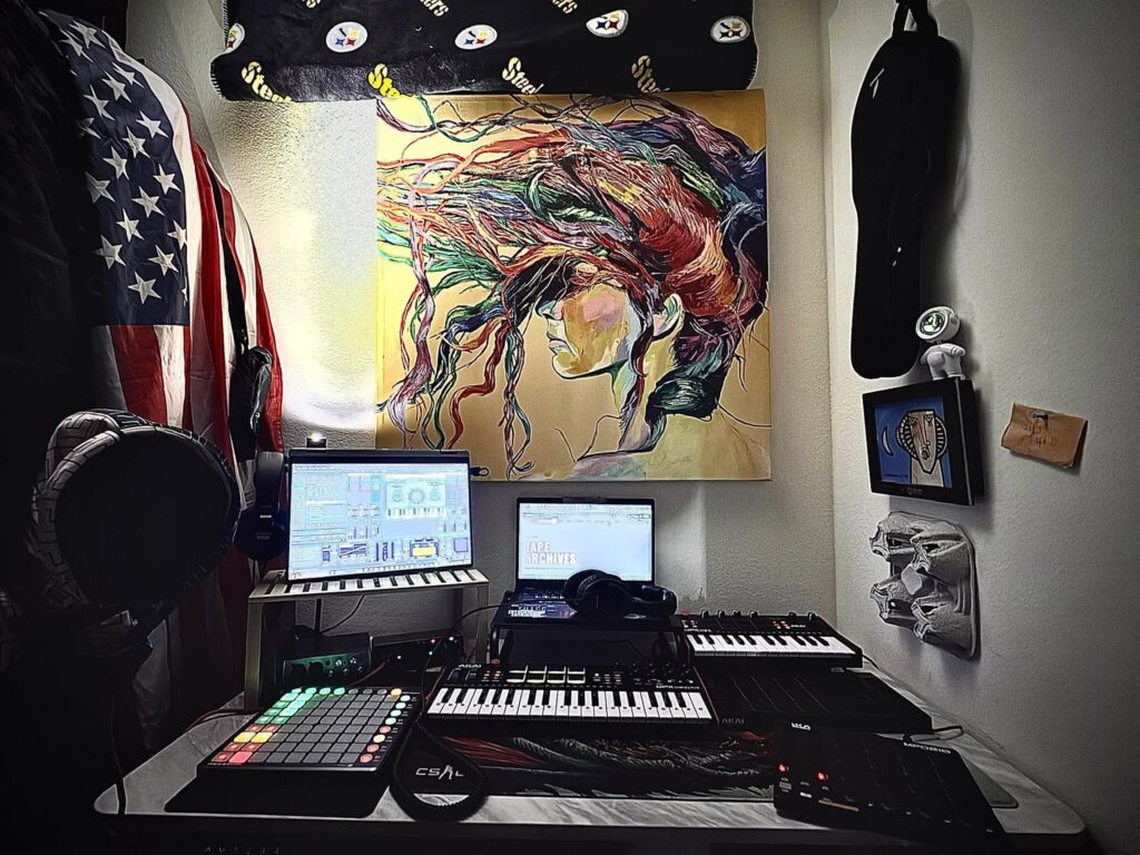 Rental-Friendly Sound Design Setup aesthetic for a home music studio setup