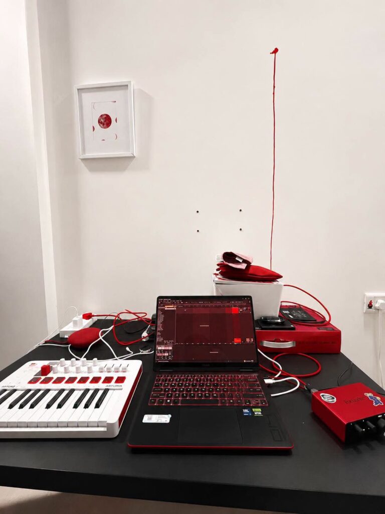 Temporary Music Production Space Layouts aesthetic for a home music studio setup