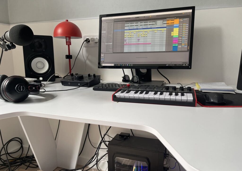 Portable Apartment Recording Setup aesthetic for a home music studio setup